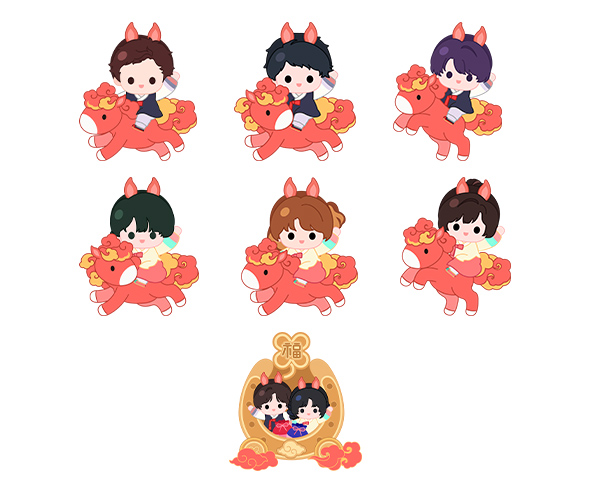 새해 붉은 말 탄 아이