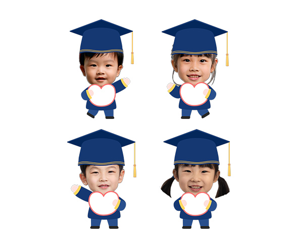 졸업, 수료 피켓 든 아이 합성이미지