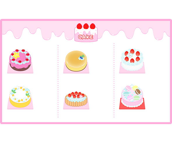 케이크 가게 상단 메뉴판 (문구없음)