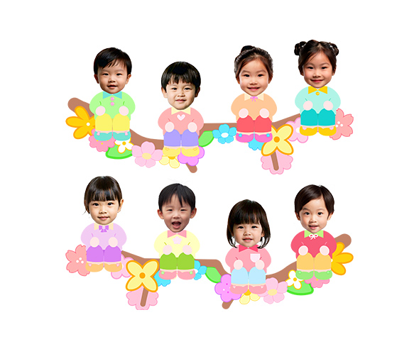 나뭇가지에 앉아있는 아이 합성이미지 (봄)