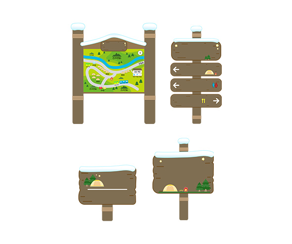 캠핑장 팻말 (눈 쌓인)(문구없음)