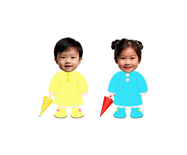 우비 입은 아이 합성이미지