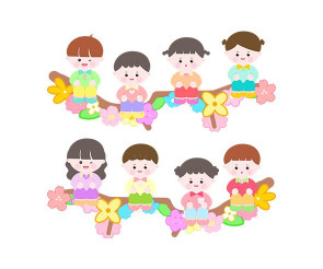 나뭇가지에 앉아있는 아이 (봄)