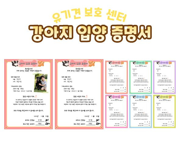 강아지 입양 증명서