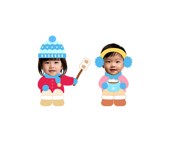 겨울 캠핑하는 아이 합성이미지