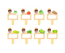 채소 푯말 화분 합성 이름표