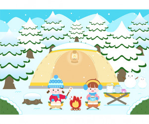 겨울 캠핑 배경