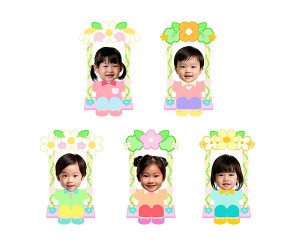 꽃 그네 타는 아이 합성이미지