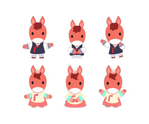 한복 입은 붉은 말