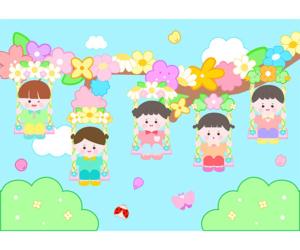꽃 그네 배경