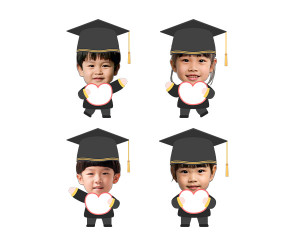 졸업, 수료 피켓 든 아이 합성이미지