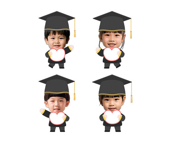 졸업, 수료 피켓 든 아이 합성이미지