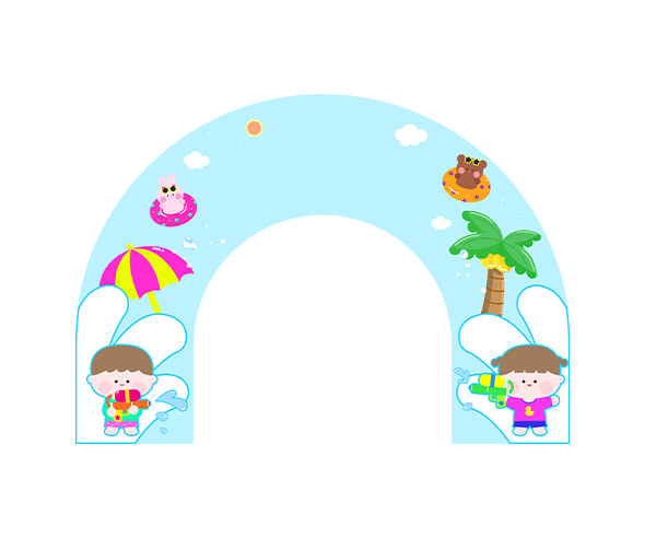 물총 축제 입구 간판 (문구없음)