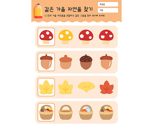 같은 가을 자연물 찾기