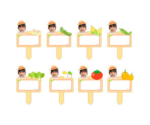 채소 푯말 화분 합성 이름표