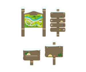 캠핑장 팻말 (눈 쌓인)(문구없음)