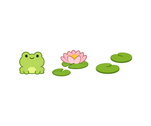 개구리, 연잎, 연꽃