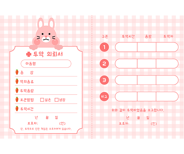 투약의뢰서 토끼
