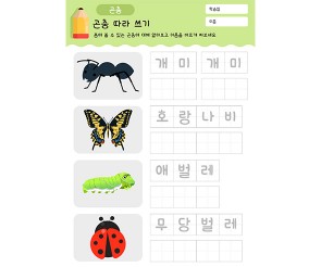 곤충 따라 쓰기