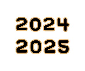 2024, 2025 글씨(금색 테두리)