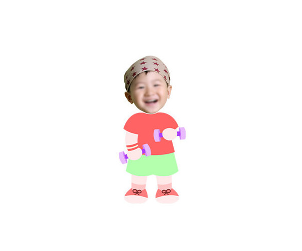 아령 드는 아이 합성이미지