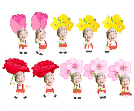 꽃 들고 있는 아이 합성이미지