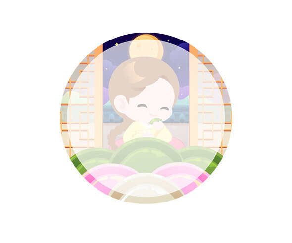 송편 먹는 아이 라벨(여아)