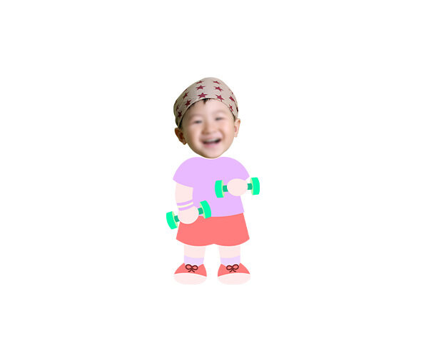 아령 드는 아이 합성이미지