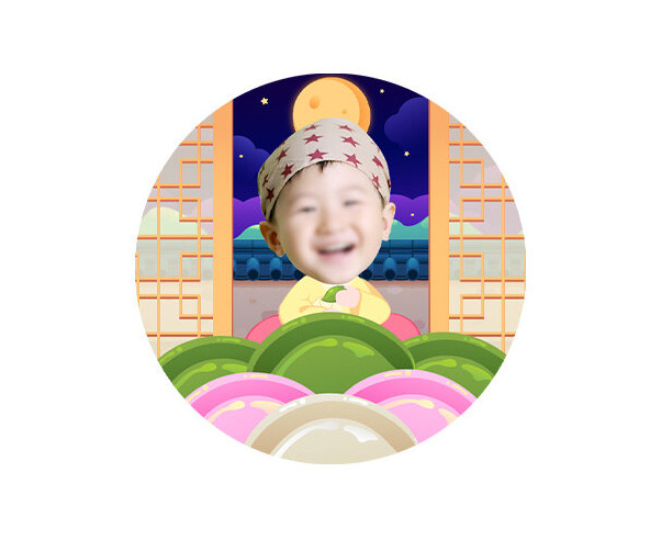 송편 먹는 아이 합성 라벨(여아)