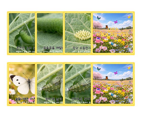 나비 성장 과정 순서도 카드