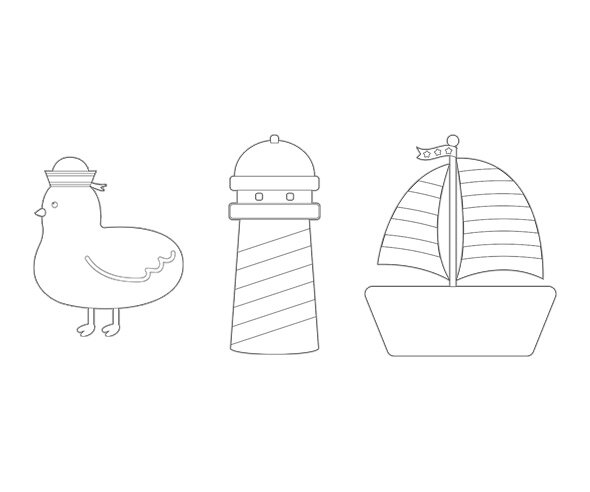 갈매기, 등대, 돛단배 색칠 모음