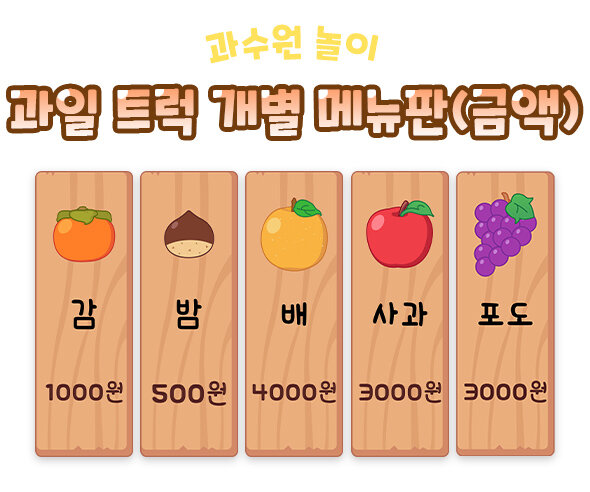 과일 트럭 개별 메뉴판 (금액)