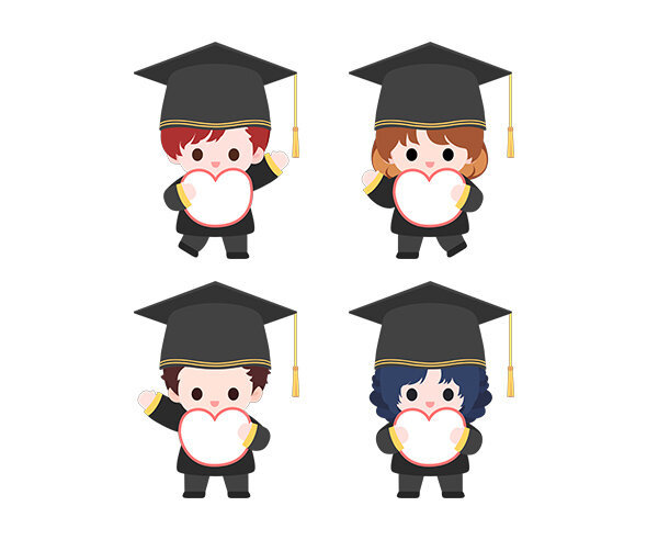 졸업, 수료 피켓 든 아이