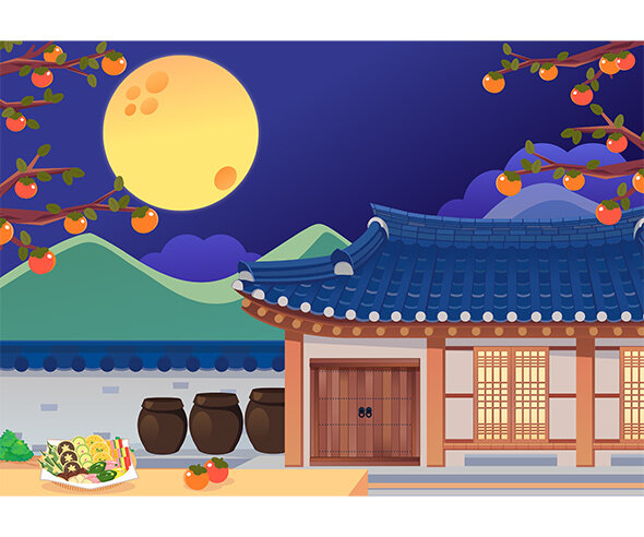 추석 한옥 배경