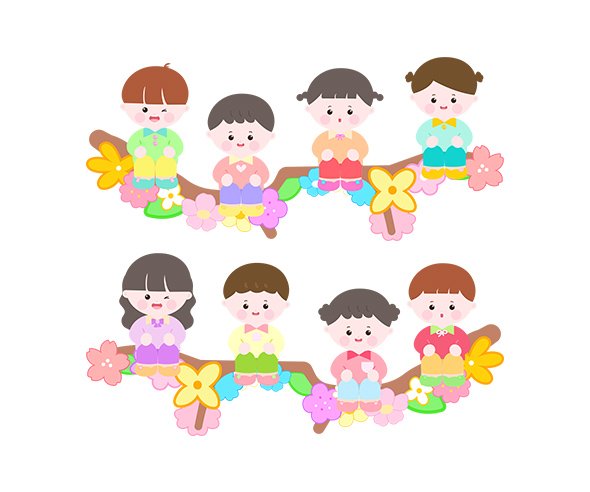 나뭇가지에 앉아있는 아이 (봄)