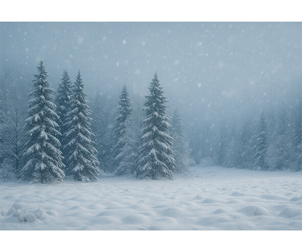 눈 내리는 겨울 숲 배경