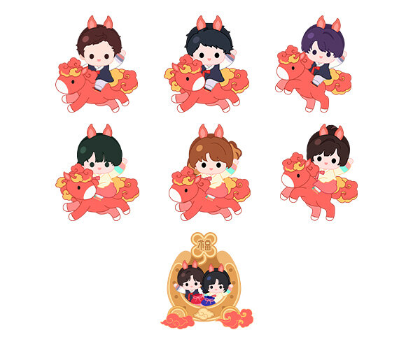 새해 붉은 말 탄 아이