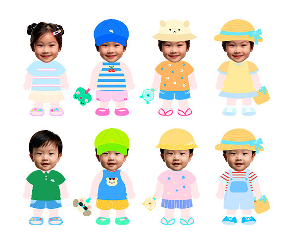 여름 옷 입은 아이 합성이미지