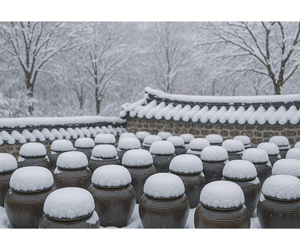 겨울 장독대 배경