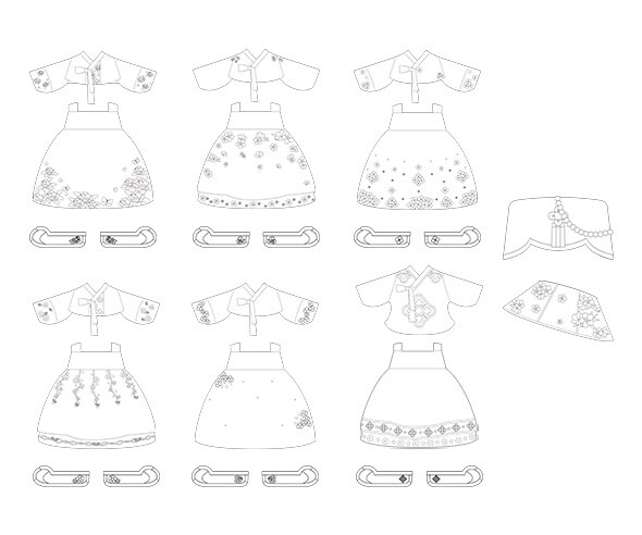 여자 한복 색칠 모음