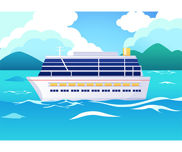 여객선과 바다 배경