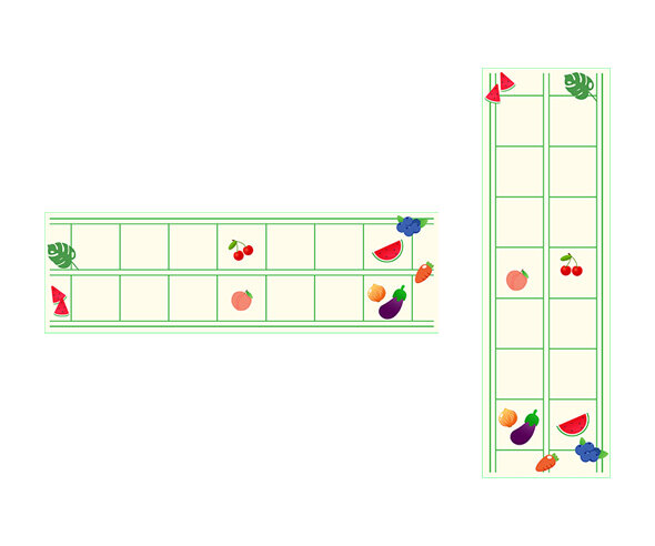 여름에 먹는 과일과 채소 원고지 레터링(문구없음)