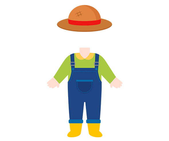 밀짚모자 쓴 농부 합성이미지