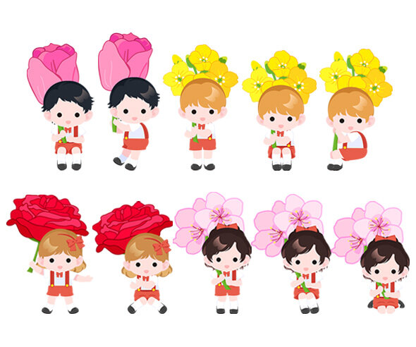 꽃 들고 있는 아이