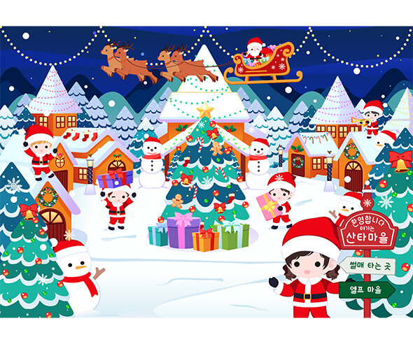 산타마을 배경(아이 있는)