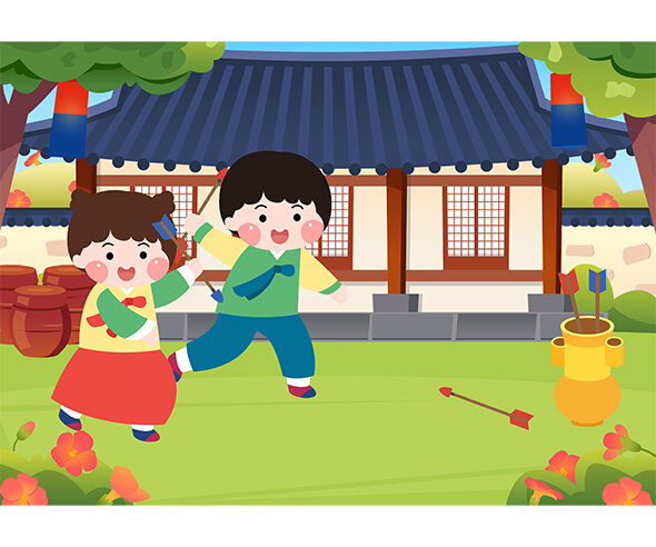 투호놀이하는 아이들 배경