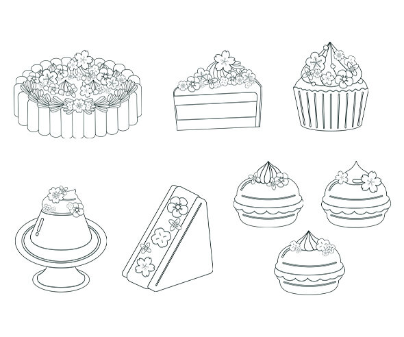 꽃잎 디저트 색칠 모음