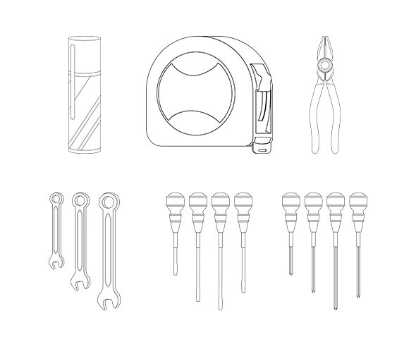 공구(니퍼,드라이버,줄자,스패너,스프레이)색칠 모음