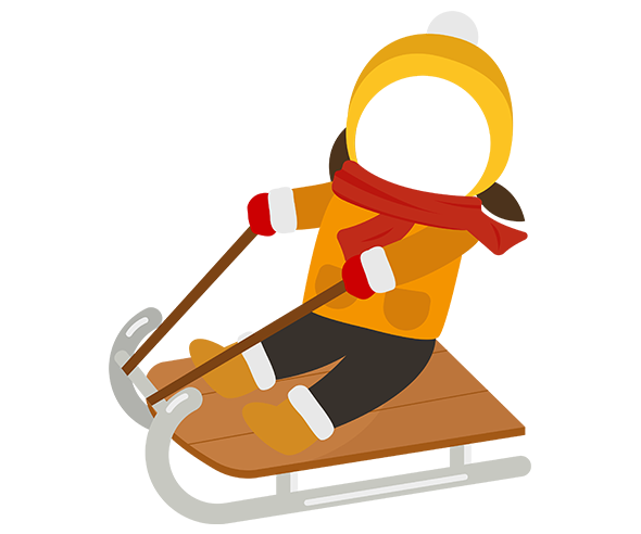 썰매타는 아이 합성이미지