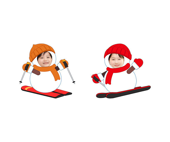 스키 타는 눈사람 합성 이미지